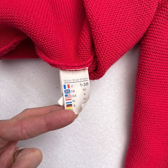 Saint James Sweater Womens Size 6 Red Buckle Wool Blend Knit Collared France - Picture 6 of 10